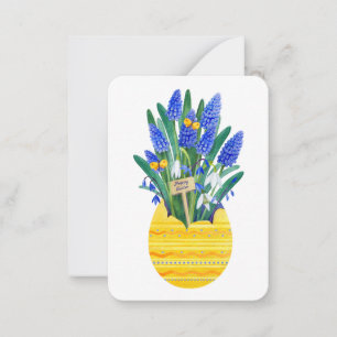 Happy Easter Egg & Blue Grape Muscari Flowers Card