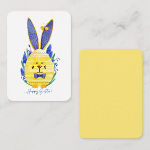 Happy Easter Egg Bunny & Blue Muscari Flower Card