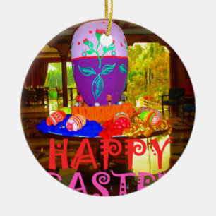 Happy Easter Egg Centerpiece for Spring Ceramic Tree Decoration