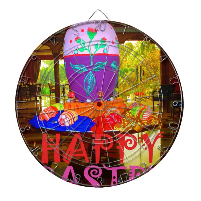 Happy Easter Egg Centerpiece for Spring Dartboard (Front)