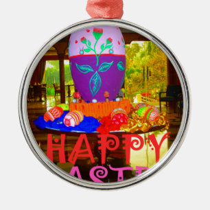 Happy Easter Egg Centerpiece for Spring Metal Tree Decoration