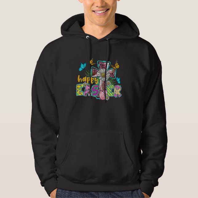 Happy Easter Egg Christian Leopard Jesus Cross But Hoodie (Front)