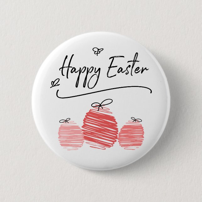 Happy Easter Egg Doodle Button (Front)