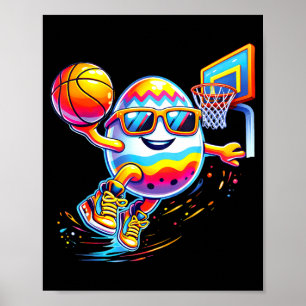 Happy easter egg dunking bunny basketball boysHapp Poster