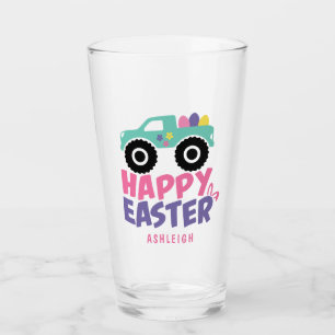 Happy Easter Egg Girly Truck Modern Name Glass