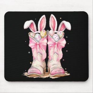 Happy Easter Egg Howdy Western Cowboy Boots Bunny Mouse Mat