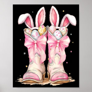 Happy Easter Egg Howdy Western Cowboy Boots Bunny Poster