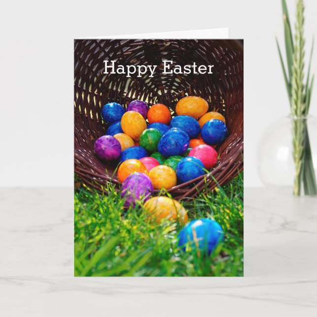 Happy Easter Egg Hunt Basket Photo Card (Front)
