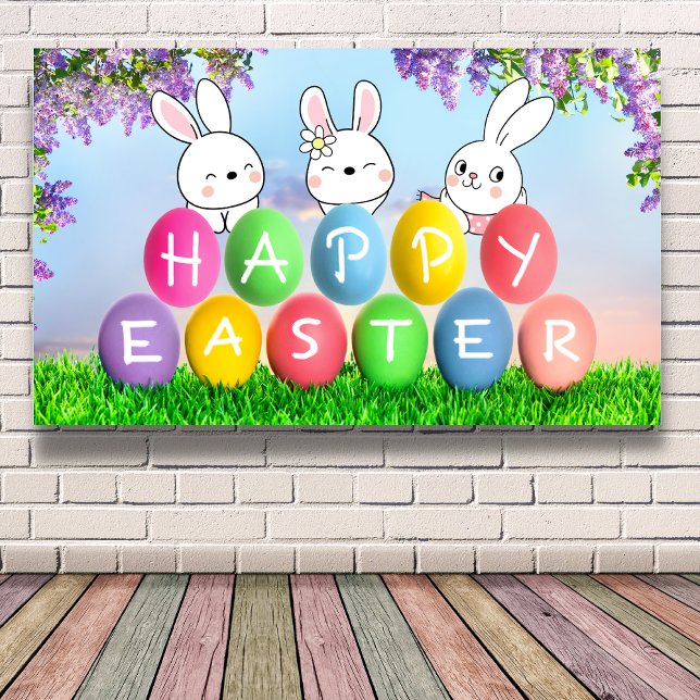 Happy Easter Egg Hunt Easter Bunny Easter Party Banner (Creator Uploaded)
