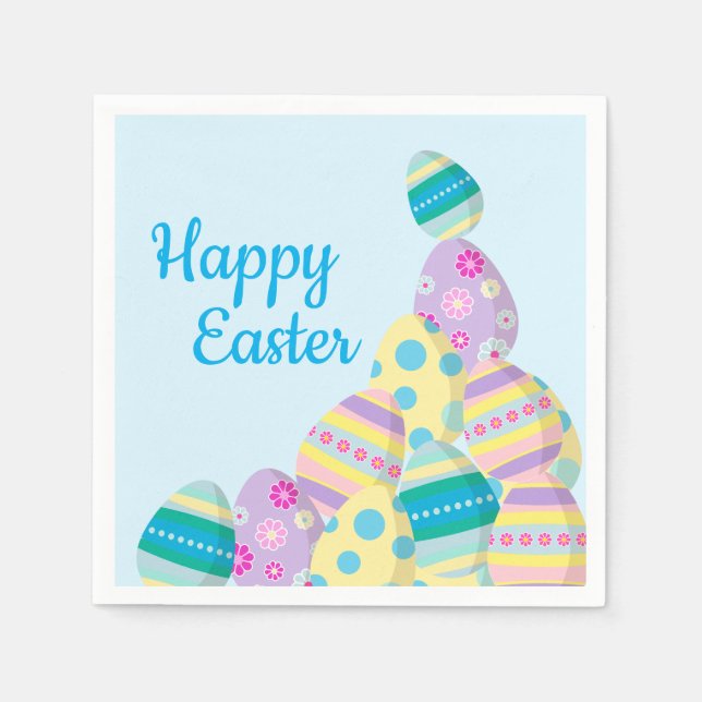 Happy Easter Egg Hunt Modern Illustration Napkin (Front)