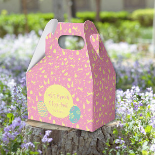 Happy Easter egg hunt pink hand draw Favour Box
