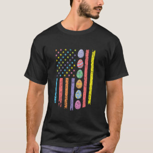 Happy Easter Egg Hunting USA American Flag Men Wom T-Shirt