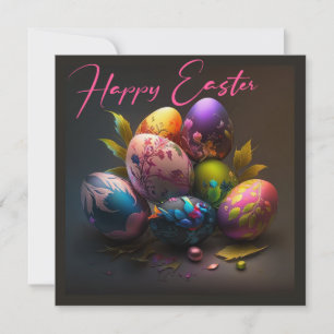 Happy Easter egg multicolore Holiday Card