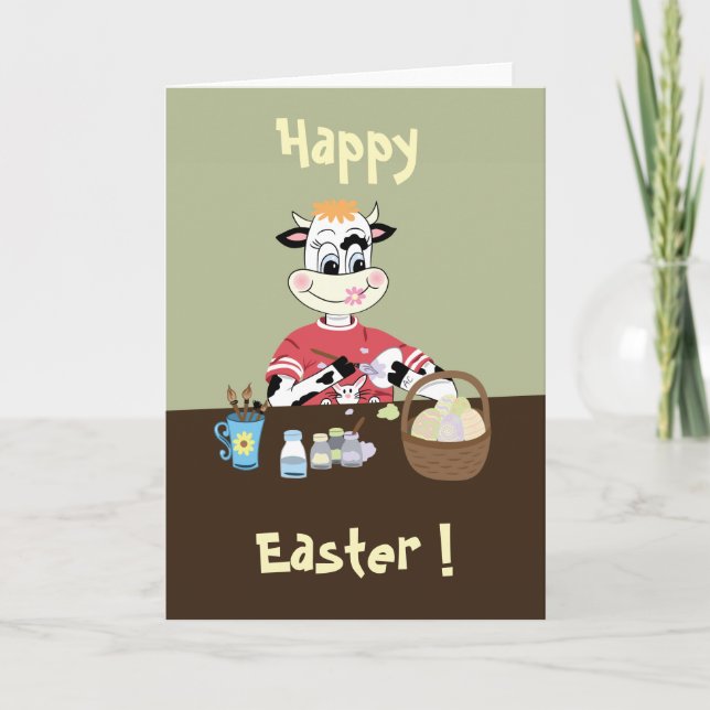 Happy Easter egg Painting Kid Greeting Card (Front)