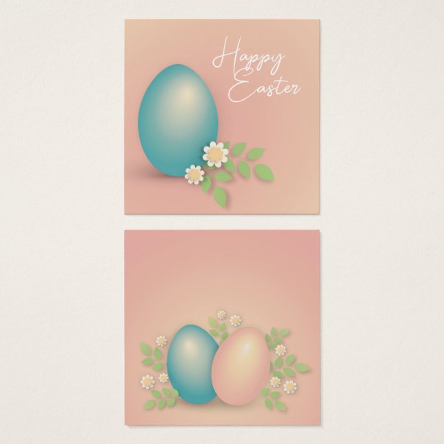 Happy Easter Egg pastel colour flowers spring  (Front & Back)