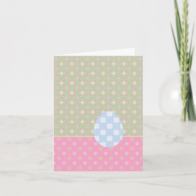 HAPPY EASTER Egg Pastel Spring Pattern Holiday Card (Front)