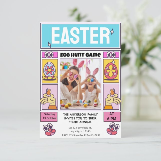 Happy Easter egg  photo Holiday  Invitation (Standing Front)