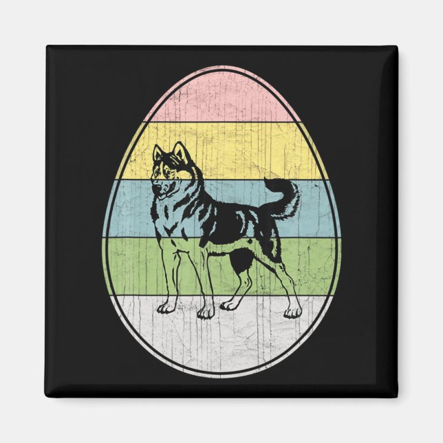 Happy Easter Egg Siberian Husky Dog Graphic Funny  Magnet (Front)