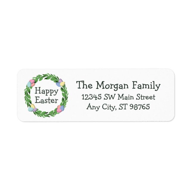 Happy Easter Egg Wreath Family Return Address (Front)