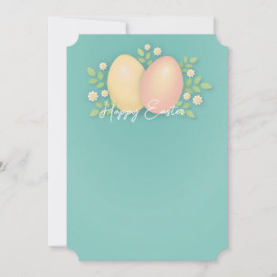 Happy Easter eggs and flowers soft blue  Holiday Card