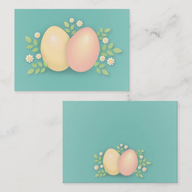 Happy Easter eggs and flowers soft pink yellow Card (Front/Back)