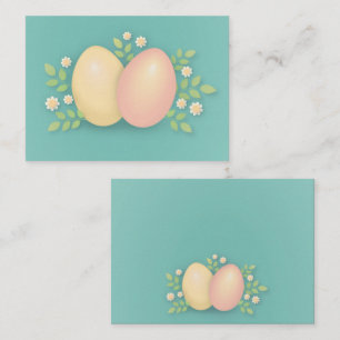 Happy Easter eggs and flowers soft pink yellow Card