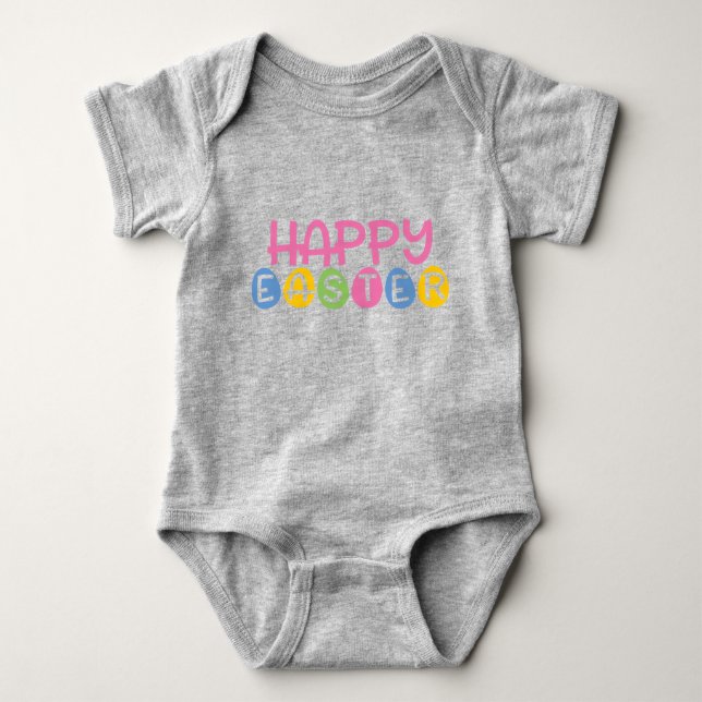 Happy Easter & Eggs Baby Bodysuit (Front)