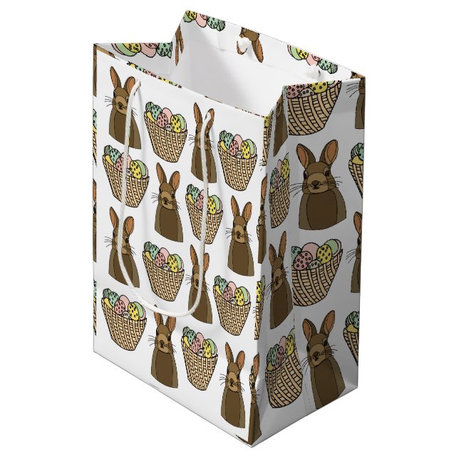 Happy Easter Eggs Basket Bunny Happy Easter  Medium Gift Bag (Front Angled)