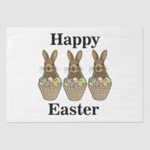 Happy Easter Eggs Basket Bunny Happy Easter  Tissue Paper