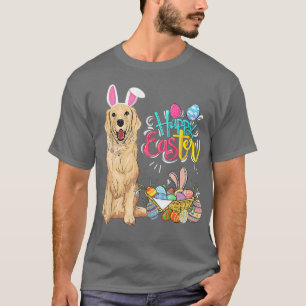 Happy Easter Eggs Bunny Dog Golden Retriever Boys  T-Shirt