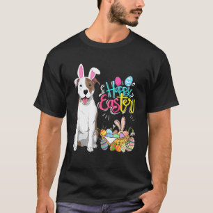 Happy Easter Eggs Bunny Dog Pitbull Boys Girls T-Shirt
