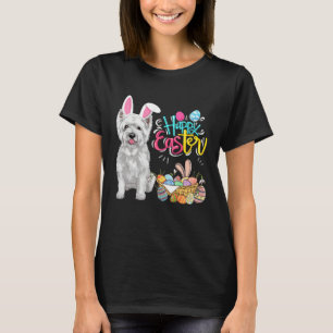 Happy Easter Eggs Bunny Dog Westie Boys Girls T-Shirt