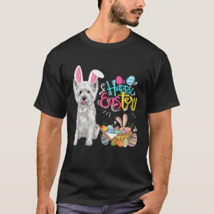 Happy Easter Eggs Bunny Dog Westie Boys Girls T-Shirt