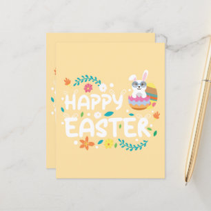 Happy Easter, Eggs, Bunny & Flowers Stationery 