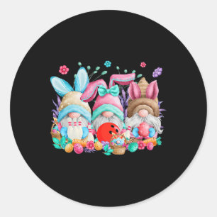 Happy Easter Eggs Bunny Gnomes Bowling Lover Easte Classic Round Sticker