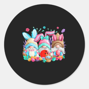 Happy easter eggs bunny gnomes bowling lover easte classic round sticker