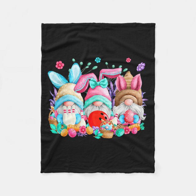 Happy easter eggs bunny gnomes bowling lover easte fleece blanket (Front)