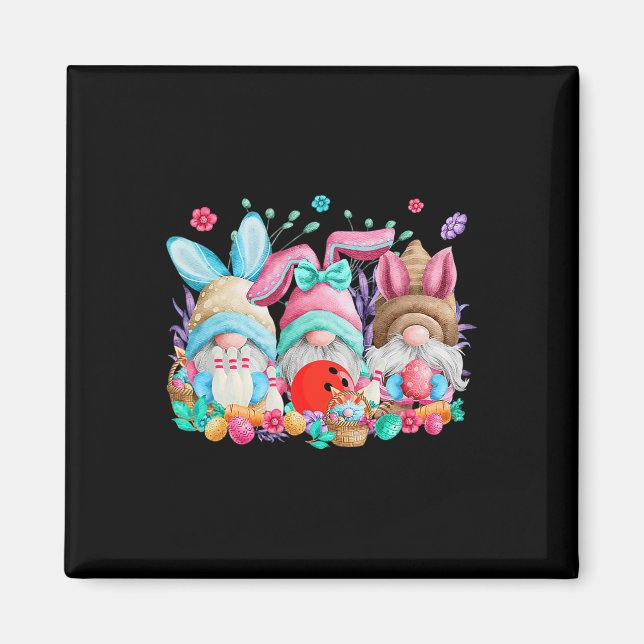 Happy Easter Eggs Bunny Gnomes Bowling Lover Easte Magnet (Front)