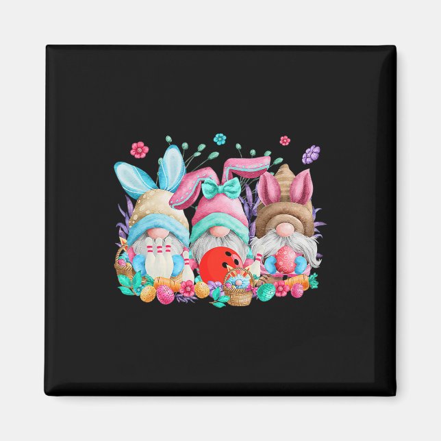 Happy Easter Eggs Bunny Gnomes Bowling Lover Easte Magnet (Front)