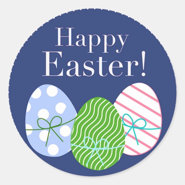Happy Easter Eggs Classic Round Sticker (Front)