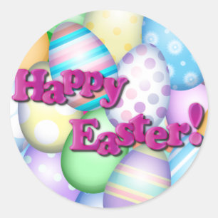 Happy Easter Eggs Classic Round Sticker