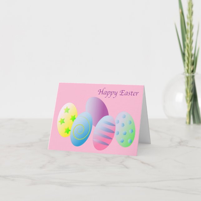 Happy Easter Eggs Customisable Inside Blessing Holiday Card (Front)