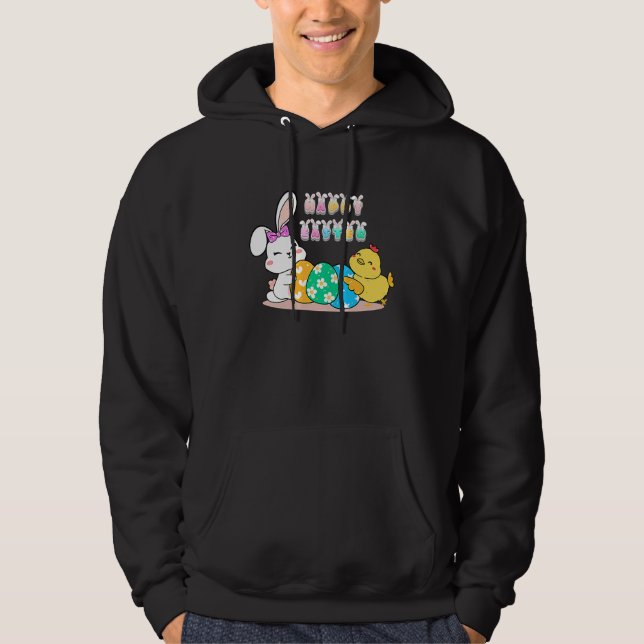 happy easter eggs egg bunny chick hoodie (Front)