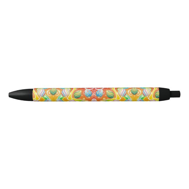 Happy Easter Eggs Festive Pattern Black Ink Pen (Front)