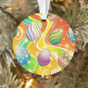 Happy Easter Eggs Festive Pattern Ornament