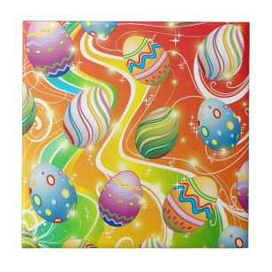 Happy Easter Eggs Festive Pattern Tile