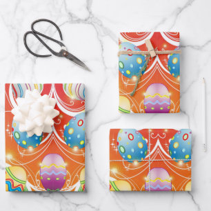 Happy Easter Eggs Festive Pattern Wrapping Paper Sheet