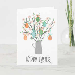Happy Easter Eggs Floral Trees   Holidays Card