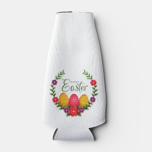Happy Easter Eggs Flowers-23798 Bottle Cooler (Front)