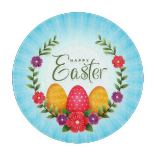 Happy Easter Eggs Flowers-23798 Cutting Board